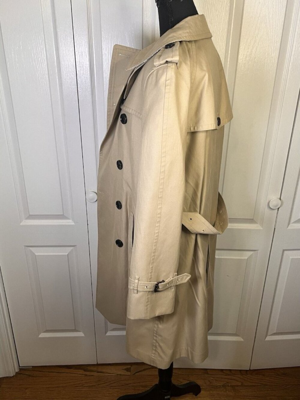 Coach Women's Medium Double Breasted Classic Khaki Trench Coat Belted Button Up - Picture 9 of 14